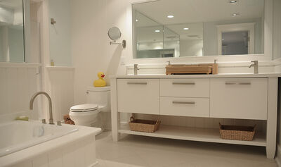 White Bathroom Cabinets with Clean Lines