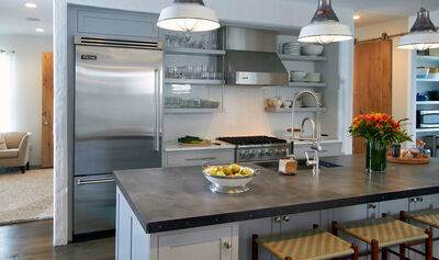 Contemporary Kitchen Cabinets in Cool Blue