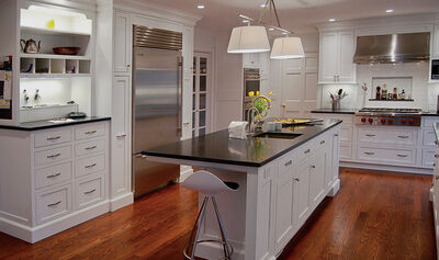 Contemporary Kitchen Cabinets with White Luster